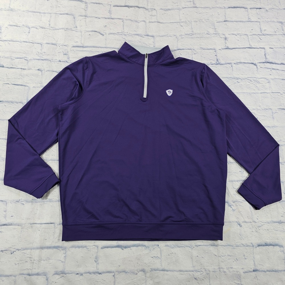Peter Millar Perth 1/4 Zip Pullover Mens XL Purple Stretch Performance Golf Top